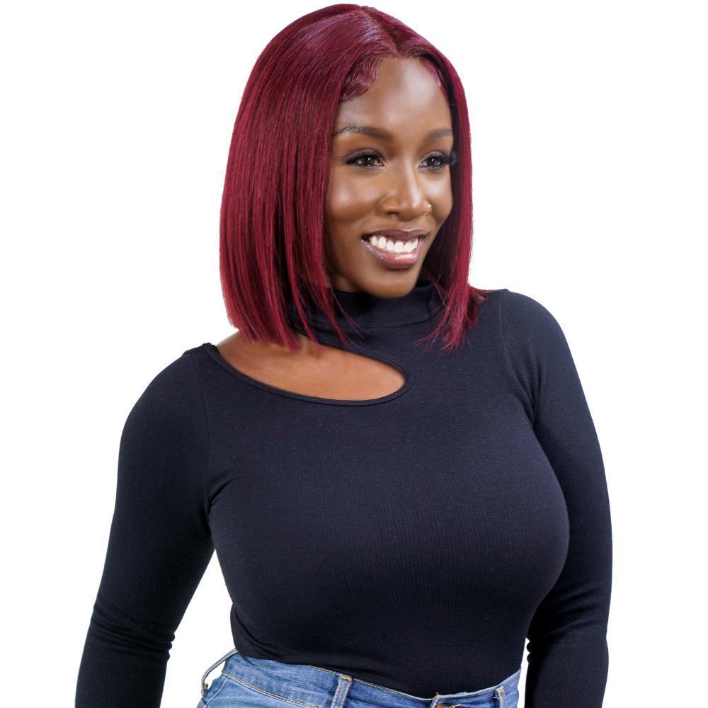 Cherry Red Bob Wig — 13x4 Transparent Lace Front, 10″, 150%