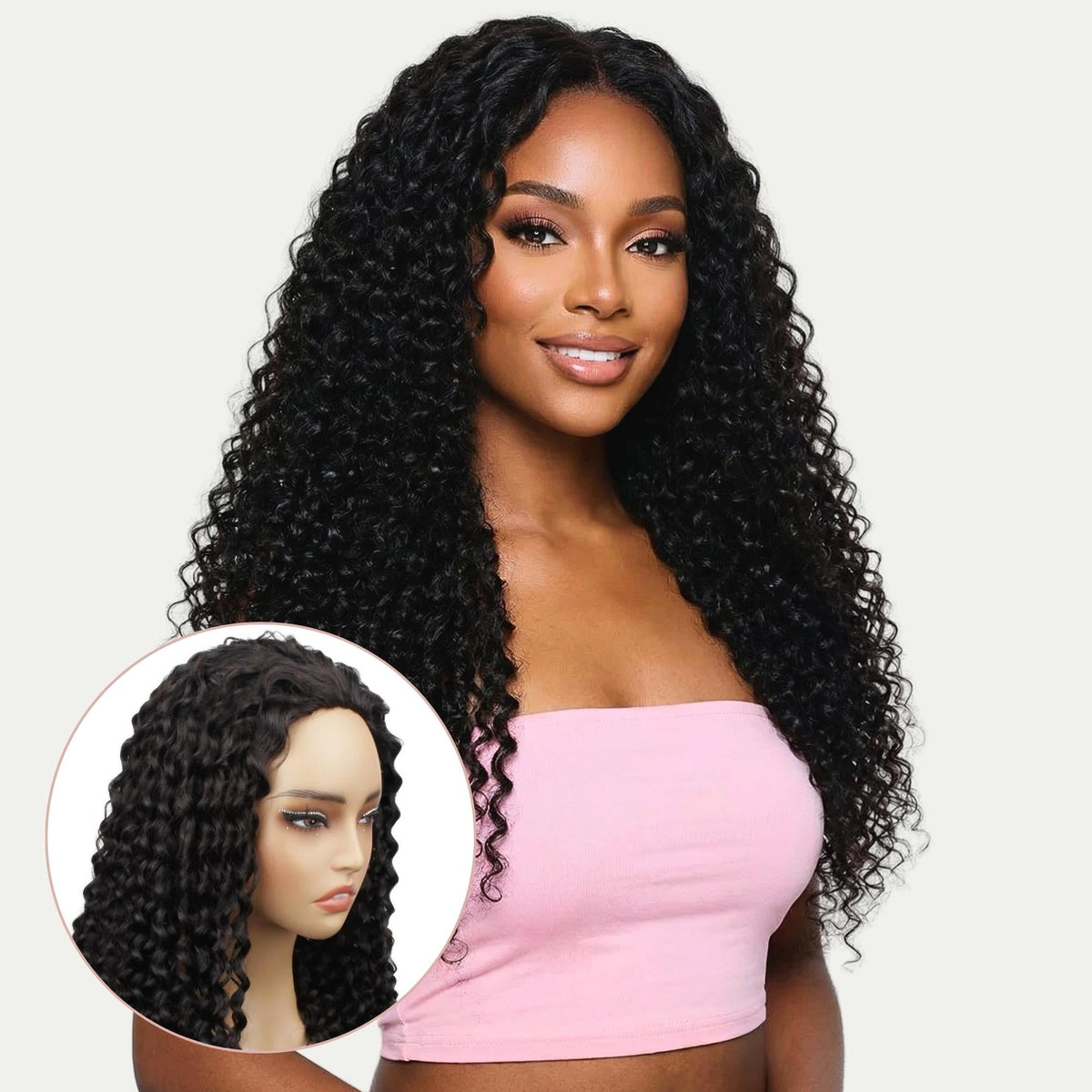 Kinky Curly Half Wig — 18″, 150%