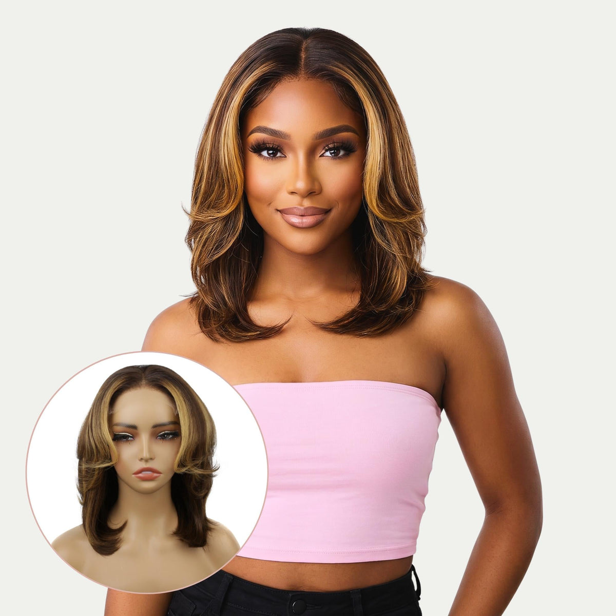 Toffee Flip Bob Wig — Glueless 5x5 HD Lace, 12″, 180%