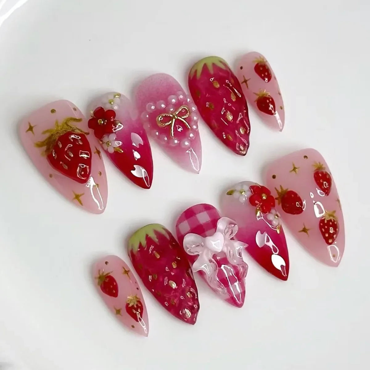 Pink Jelly Press-On Nails — Long Stiletto (24 pc)