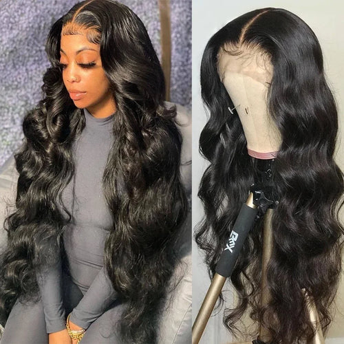 HD lace front body wave wig — worn and on mannequin