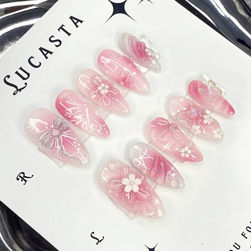 Pink Jelly Press-On Nails — Long Stiletto (24 pc)
