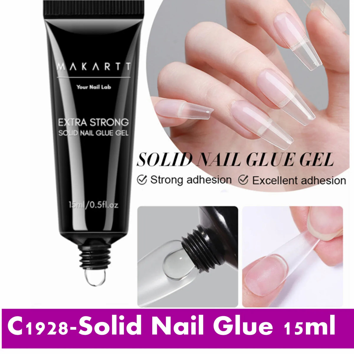Makartt Solid Nail Glue Gel + Remover Kit